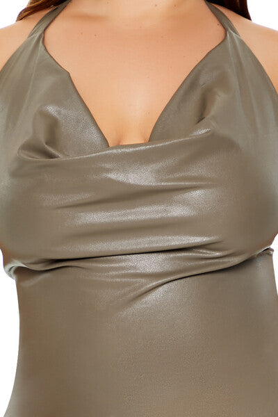  Forever 21 Plus Size Cowl Halter Mini Dress - ash-brown - Bonton