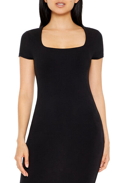  Forever 21 Ribbed T-Shirt Maxi Dress - black-swatch - Bonton