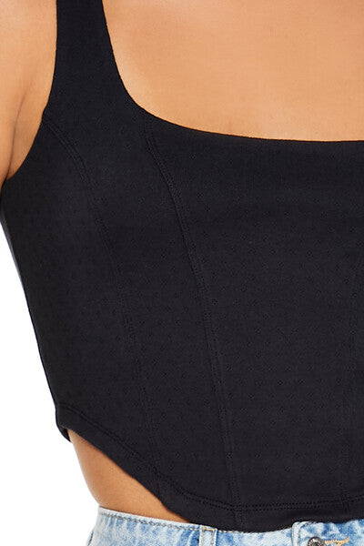  Forever 21 Pointelle Knit Crop Top - black - Bonton