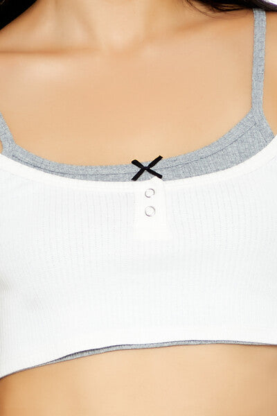  Forever 21 Bow Combo Cropped Cami - white heather grey - Bonton