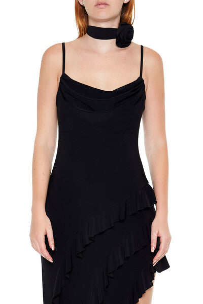  Forever 21 Asymmetrical Ruffle Maxi Dress - black-swatch - Bonton