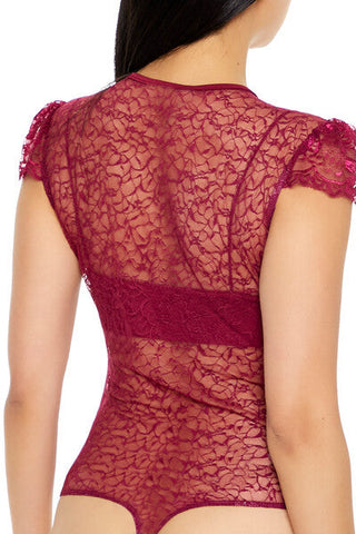 Sheer Lace Thong Bodysuit