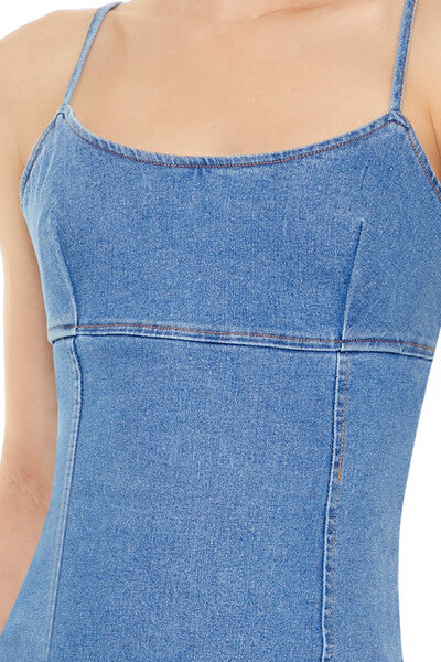  Forever 21 Bodycon Denim Cami Mini Dress - dark-denim - Bonton