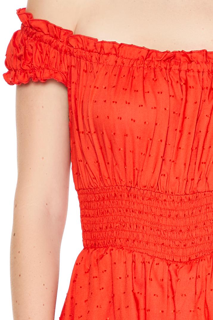  Forever 21 Layered Off-the-Shoulder Romper - coral - Bonton