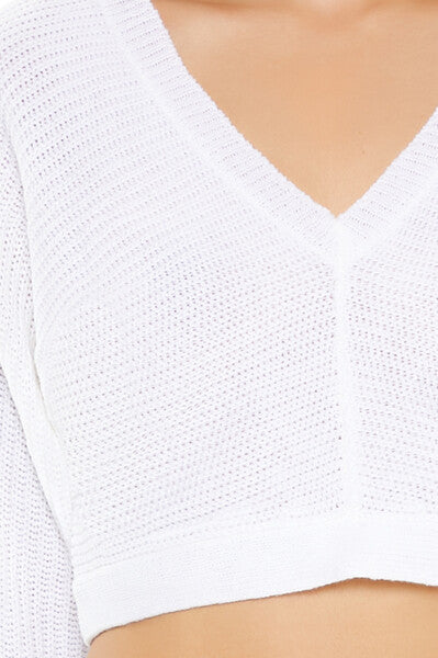  Forever 21 Open-Back Cropped Sweater - cream - Bonton