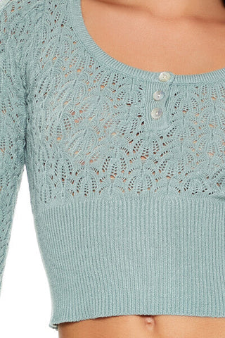 Cropped Pointelle Sweater