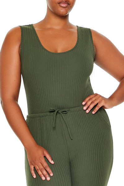  Forever 21 Plus Size Sleeveless Jumpsuit - olive - Bonton