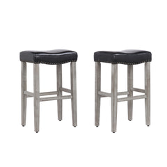 29" Upholstered Antique Gray Bar Stool, Set of 2