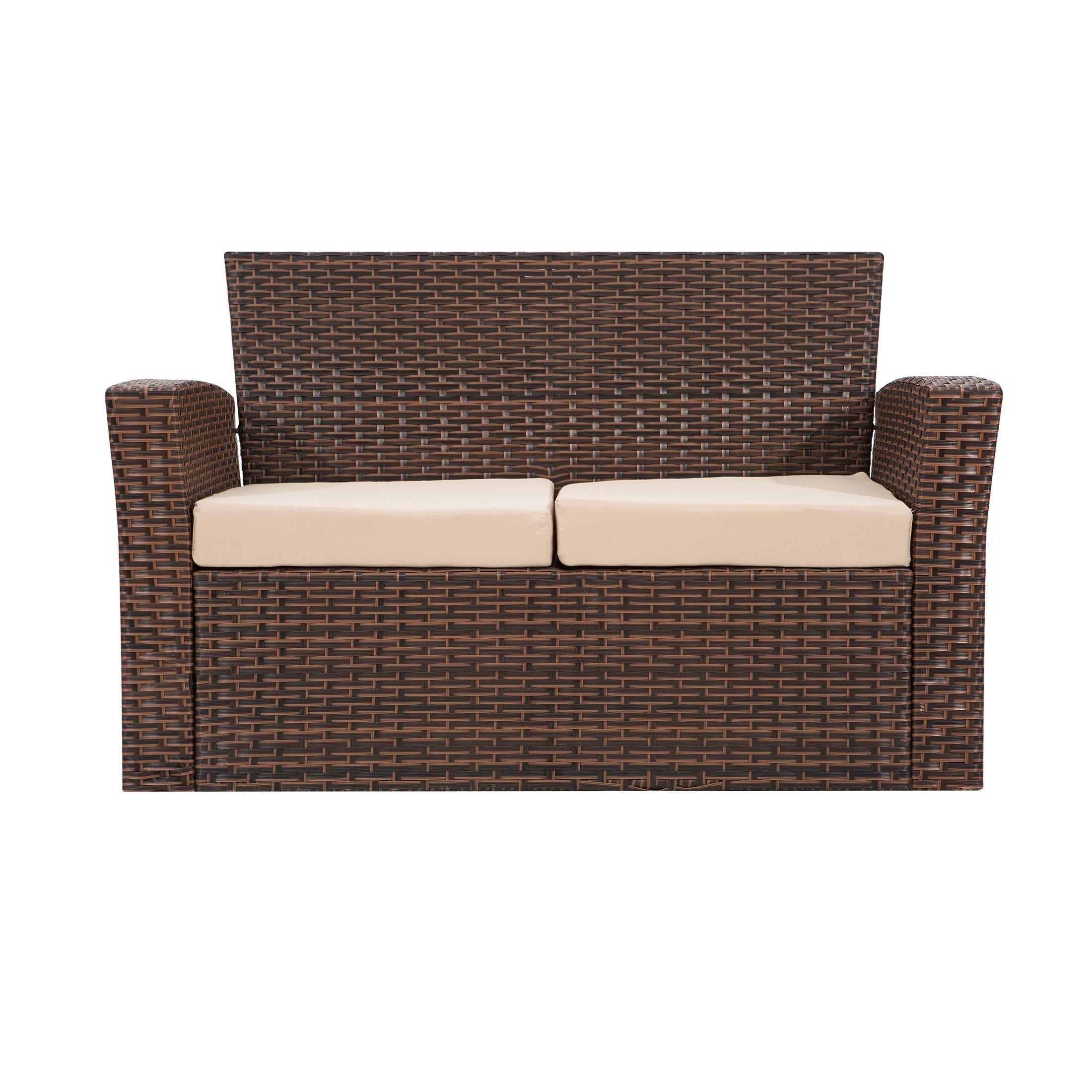  Westin Furniture 4-Piece Conversation Outdoor Patio Sofa Set with Cushions - Brown/Beige - Bonton