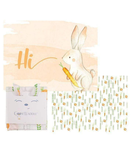 GooseWaddle 2pk Receiving Blanket Parsnip Bunny/Carrots ShadesofOrange/Green