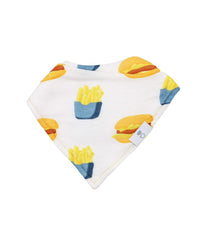 Small Fry and Burgers and Fries 2 Pack Muslin & Terry Cloth Bib Set White/Blue/Yellow/Red