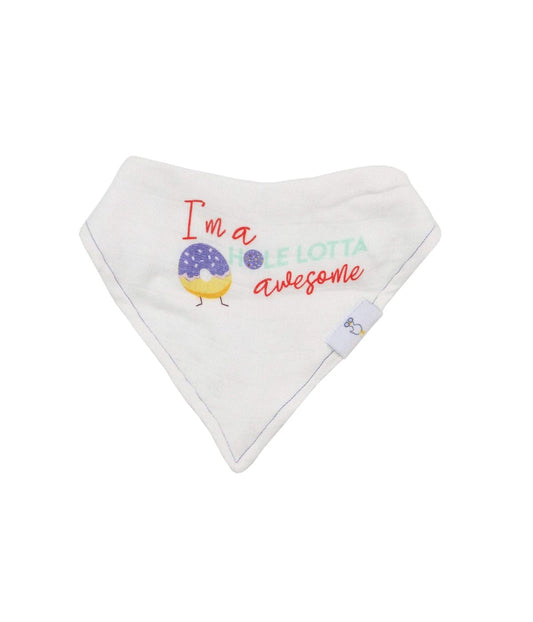 I'm Awesome and Donut 2 Pack Muslin & Terry Cloth Bib Set White/Purple/Red/Yellow