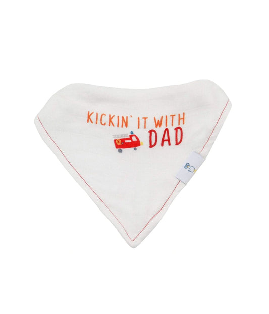 Dad and Buildings 2 Pack Muslin & Terry Cloth Bib Set White/Red/Orange/Yellow/Blue
