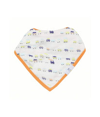 Circles and Trains 2 Pack Muslin & Terry Cloth Bib Set White/Orange/Yellow/Blue