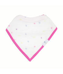 Stripes and Stars 2 Pack Muslin & Terry Cloth Bib Set White/Pink/Purple/Yellow/Blue