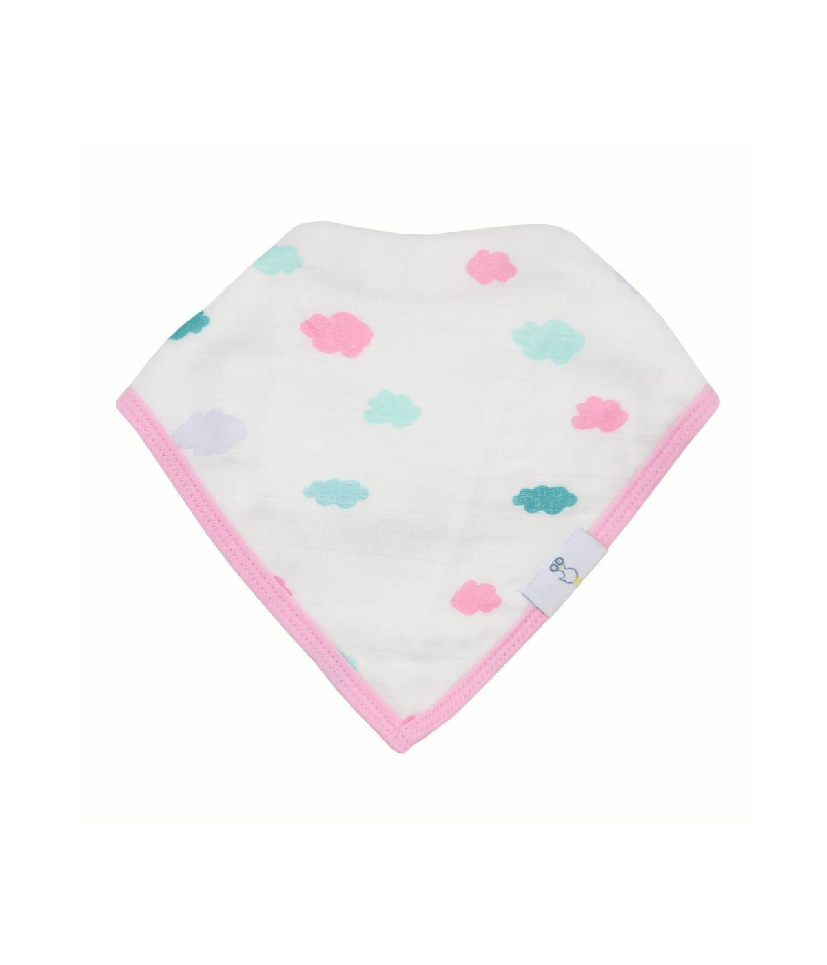 Clouds and Castles 2 Pack Muslin & Terry Cloth Bib Set White/Pink/Teal