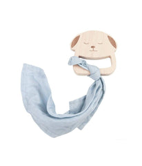 Puppy Wooden Teether & Blue Blankie Blue