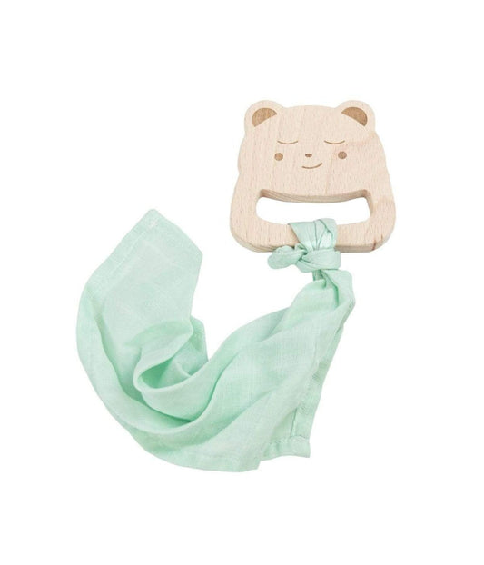 Bear and Mint Wooden Teether & Blankie Mint