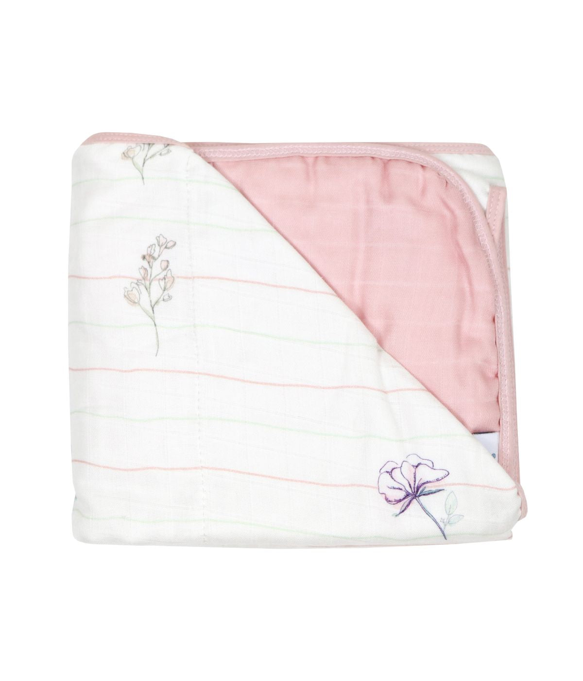  GooseWaddle Bamboo Muslin Quilted Blanket Pink/Purple/Mint - Pink, Purple, Mint - Bonton