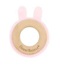 Pink Bunny Silcone + Wood Teether Pink