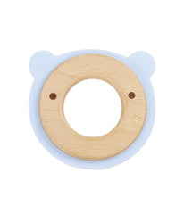 Blue Bear Animal Teether Wooden + Silicone Blue