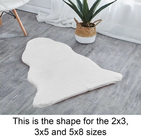 Ivory Faux Rabbit Fur Fuzzy Soft Fluffy Plush Cozy Shaggy Area Rug by Homemartgoods