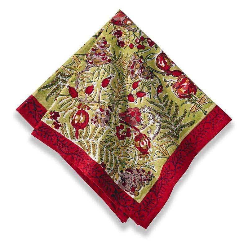  Couleur Nature Winter Garden Red/Green Napkins Set of 6 - Red/Green - Bonton