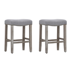 24" Upholstered Saddle Seat Set of 2 Counter Stool