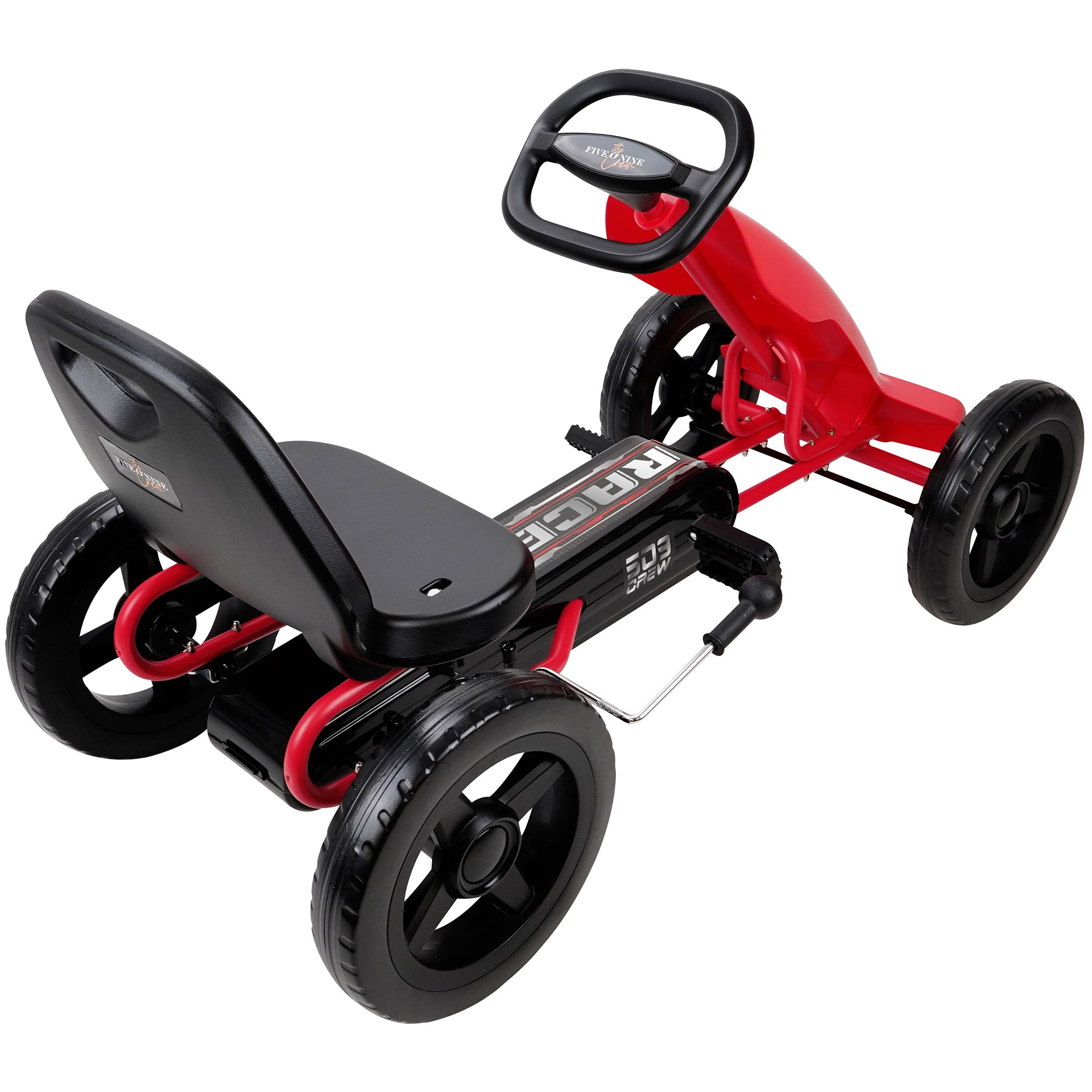  509 Crew Race Z Pedal Go Kart - Red - Kids, Sporty Graphics on The Front Fairing, Adjustable Bucket Seat, 4 Spoke Rims w/ 12