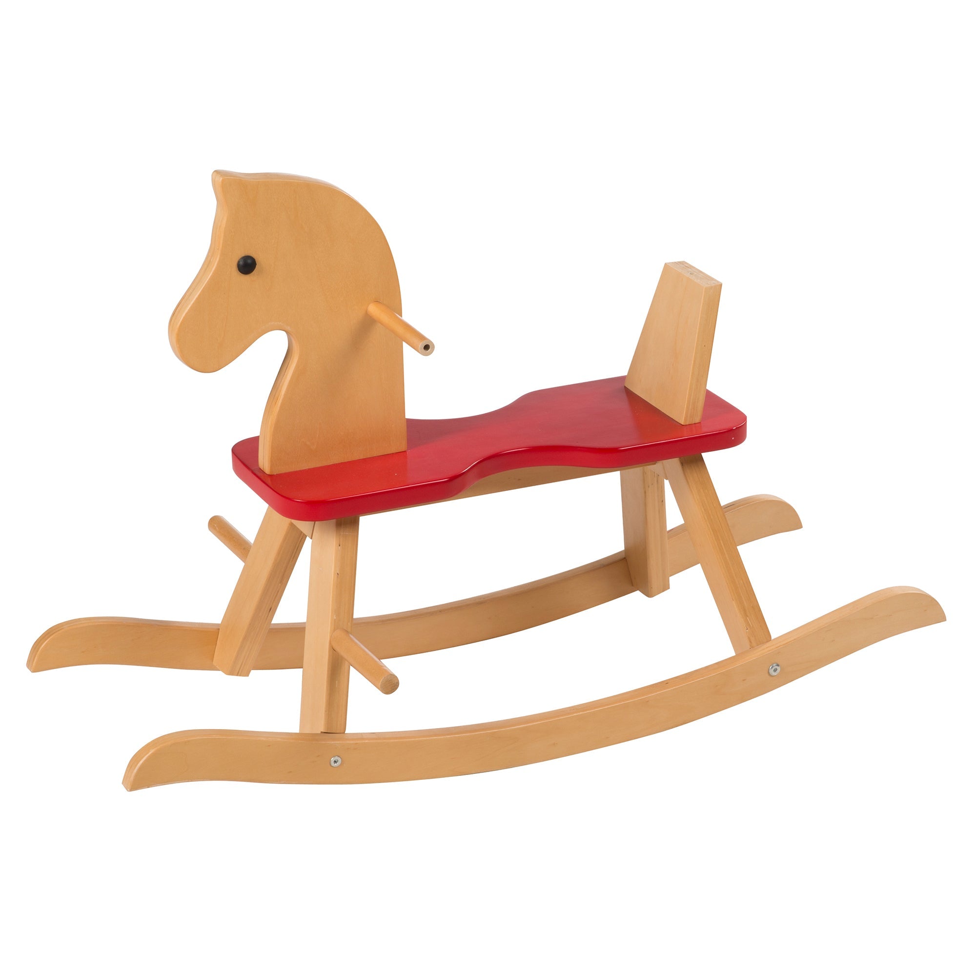  Roba-Kids Wooden Ride-on Rocking Horse in Neutral/Red, 55 Lb Capacity - Multi - Bonton