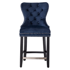 24" Tufted Velvet Counter Stool  Black & Velvet