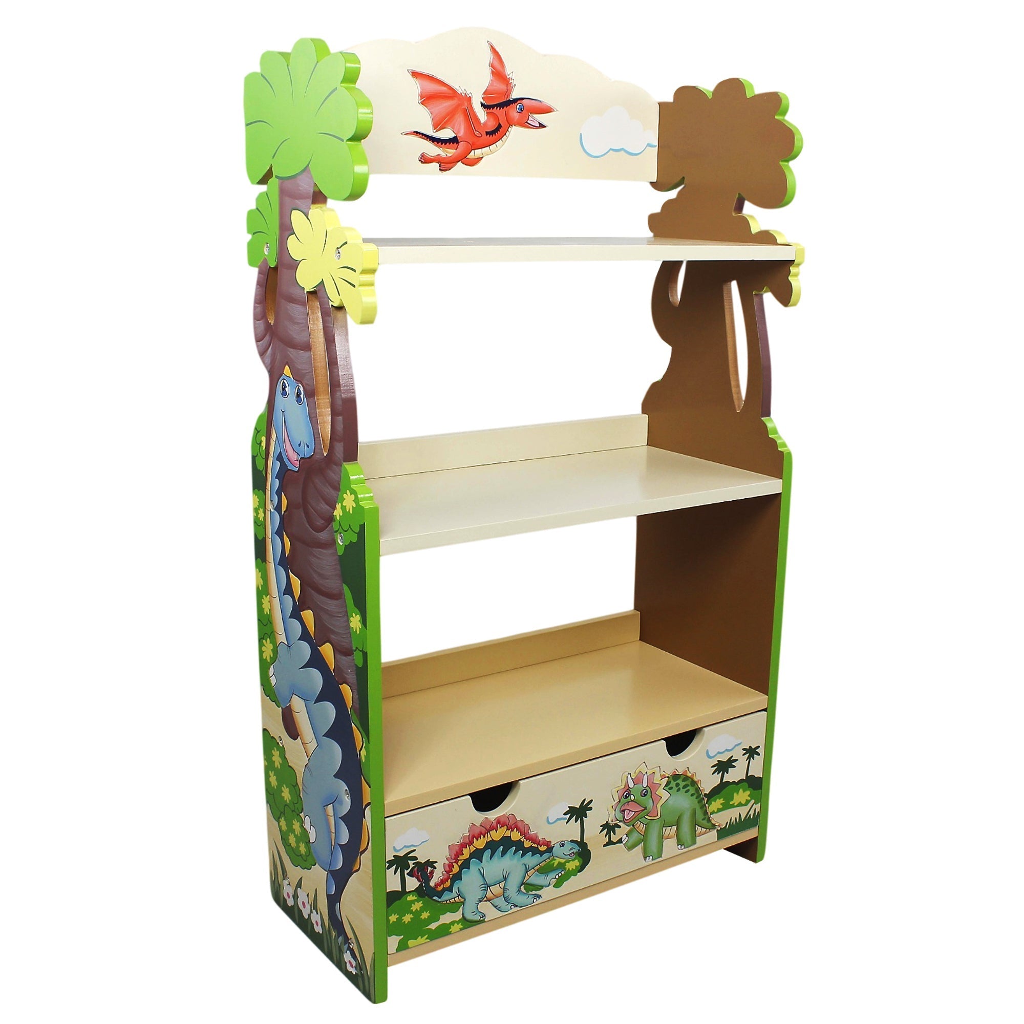  Teamson Kids Fantasy Fields - Toy Furniture -Dinosaur Kingdom Bookshelf - Multi-Color - Bonton