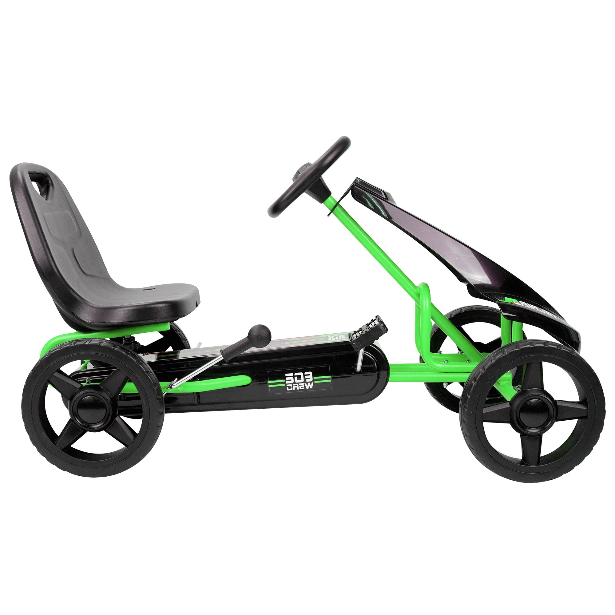  509 Crew Air Jet Pedal Go Kart - Green - Kids, Sporty Graphics on The Front Fairing, Adjustable Bucket Seat, 4 Spoke Rims w/ 10