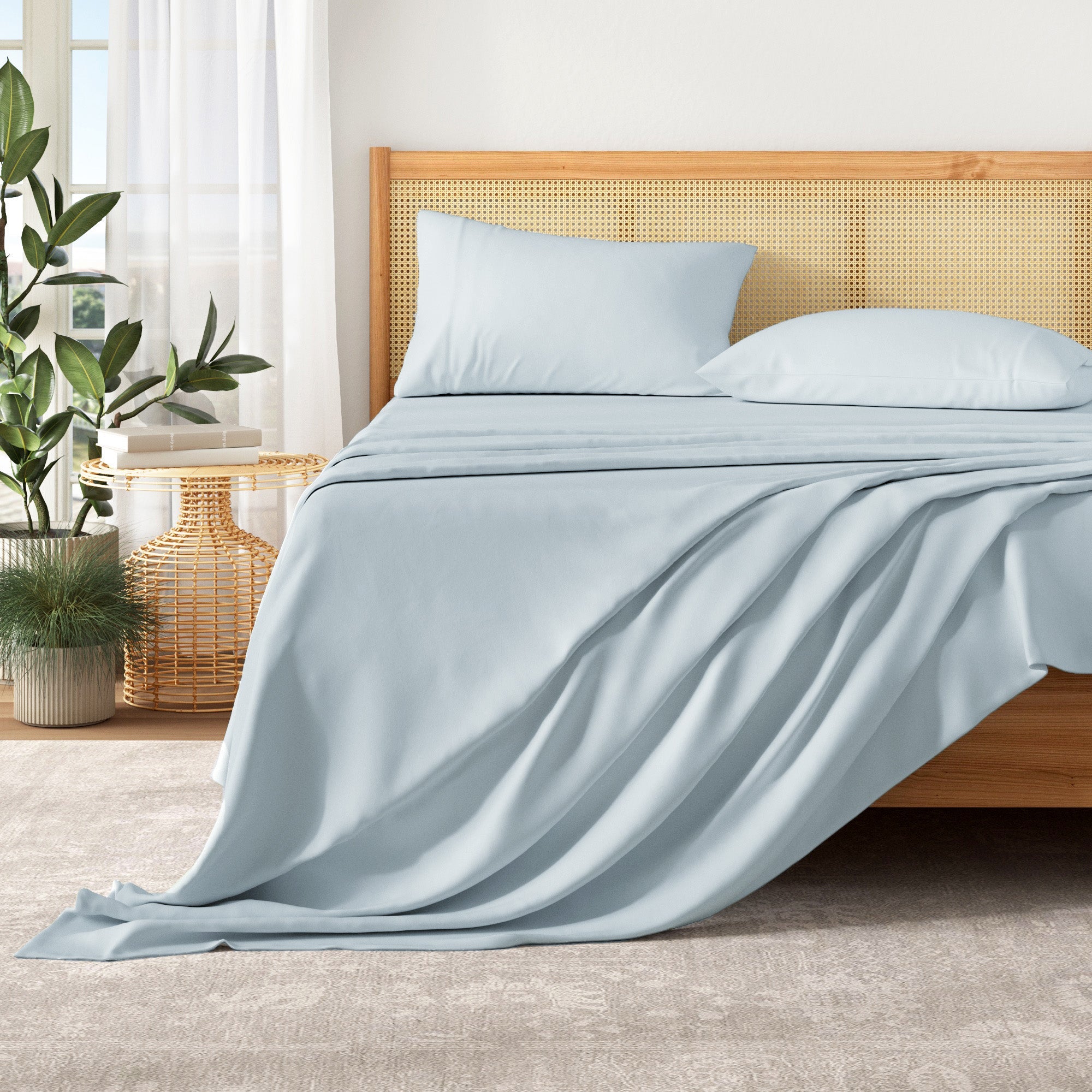  Patina Vie Maison Patina Vie Maison Pre-Washed Microfiber Ultra-Soft Solid Bed Sheet Set - Twin - Bonton