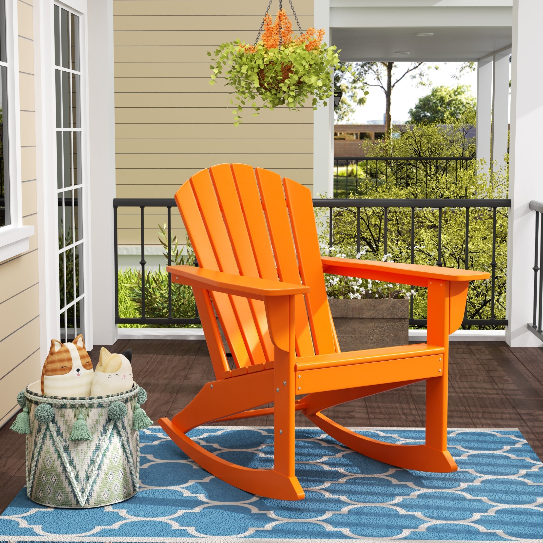  Westin Furniture Altura Outdoor Rocking Adirondack Chair - Orange - Bonton