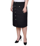 Plus Slim Tweed Double Knit Skirt with Pockets