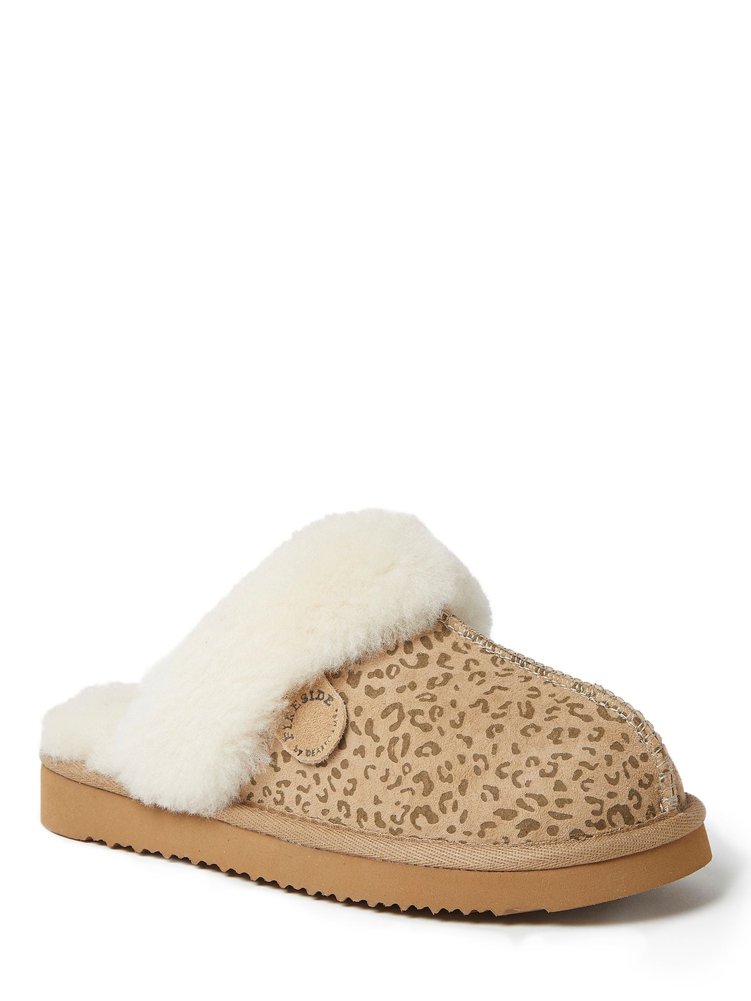  Dearfoams Fireside by Women's Sydney Shearling Fur Indoor/Outdoor Scuff Slipper - Gray - Bonton