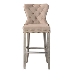 29" Tufted Velvet Bar Stool