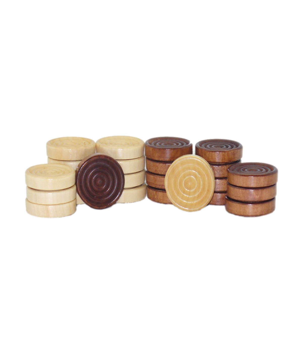  Set of 24 Stackable Wood Grooved Checkers Multi - Multi - Bonton