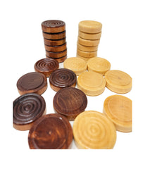 Set of 24 Stackable Wood Grooved Checkers Multi