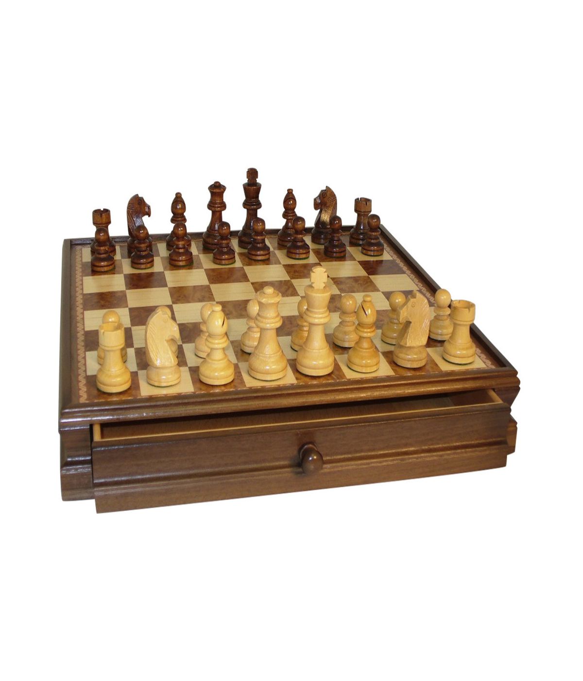  WorldWise Imports 15-inch Walnut and Maple Drawer Chest Chess Set - Multi - Bonton