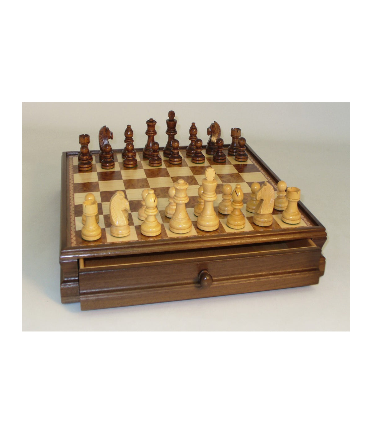  WorldWise Imports 15-inch Walnut and Maple Drawer Chest Chess Set - Multi - Bonton