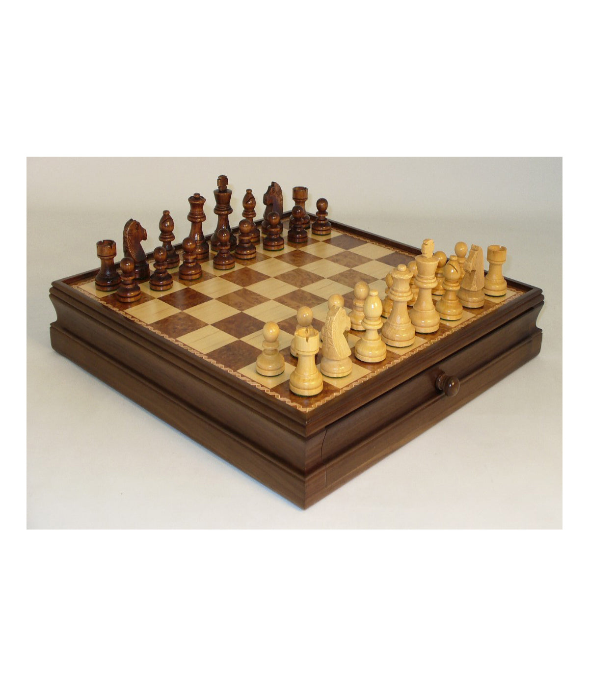  WorldWise Imports 15-inch Walnut and Maple Drawer Chest Chess Set - Multi - Bonton