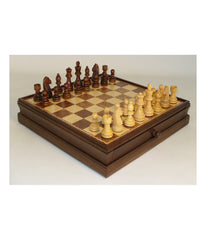 15-inch Walnut and Maple Drawer Chest Chess Set Multi