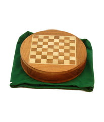 6" Magnetic Round Wood Inlaid Chess Set with Slide Drawer Multi