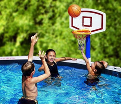 24" White and Blue Water Sports Jammin Basketball Poolside Above-Ground Swimming Pool Game