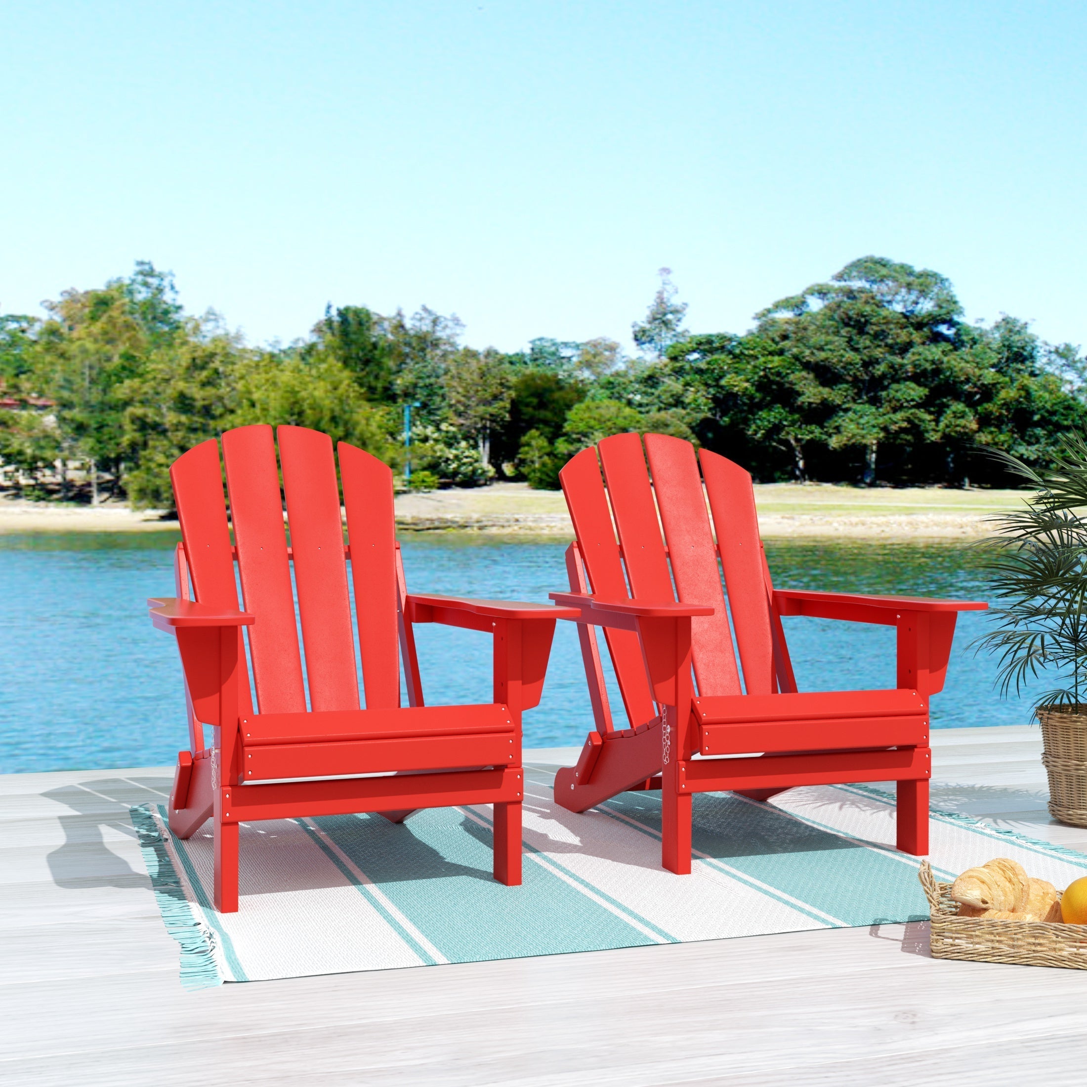  Westin Furniture Outdoor Folding Adirondack Chair, Set of 2 - Black - Bonton