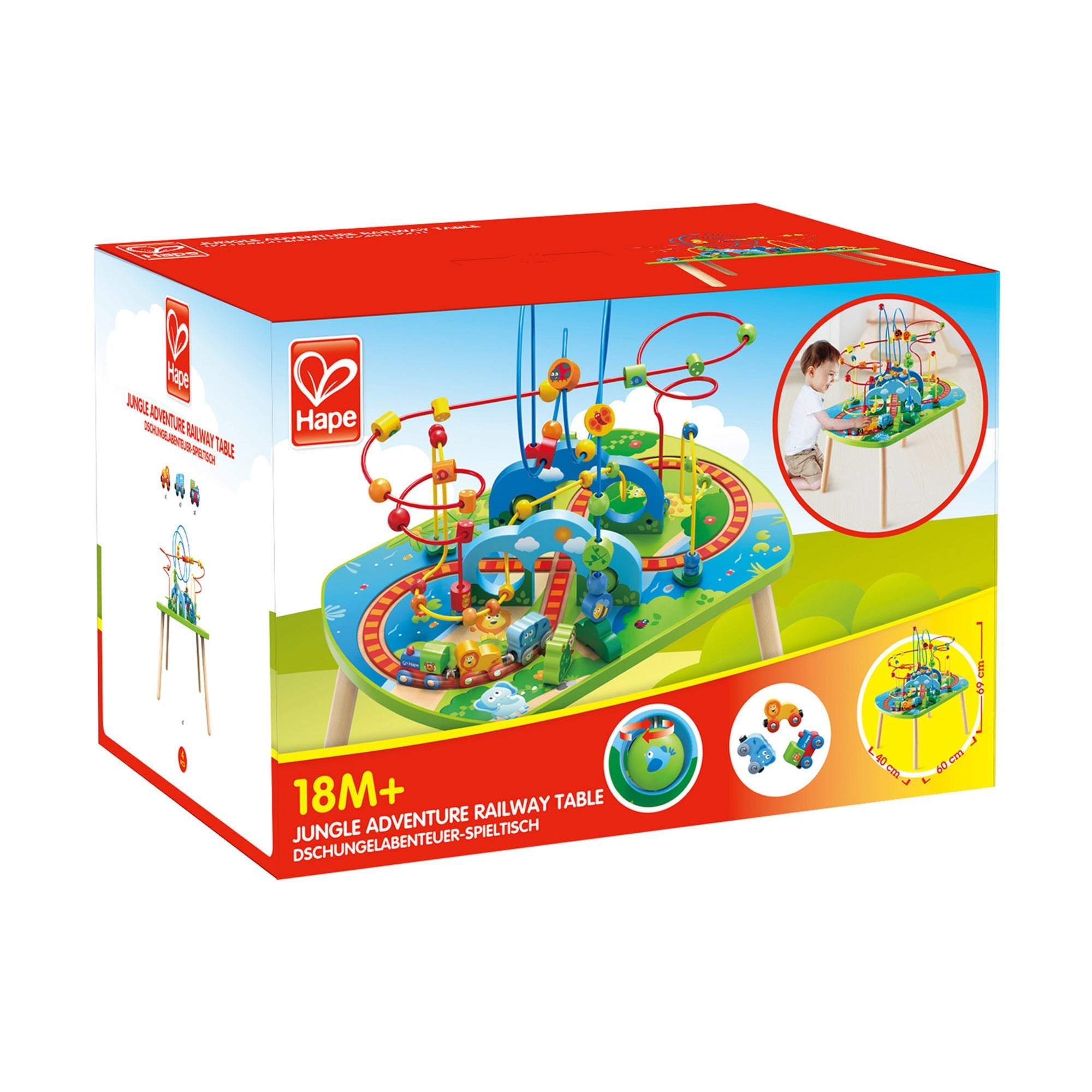  Hape Jungle Adventure Wooden Bead Maze & Railway Track Play Table - Multi - Bonton