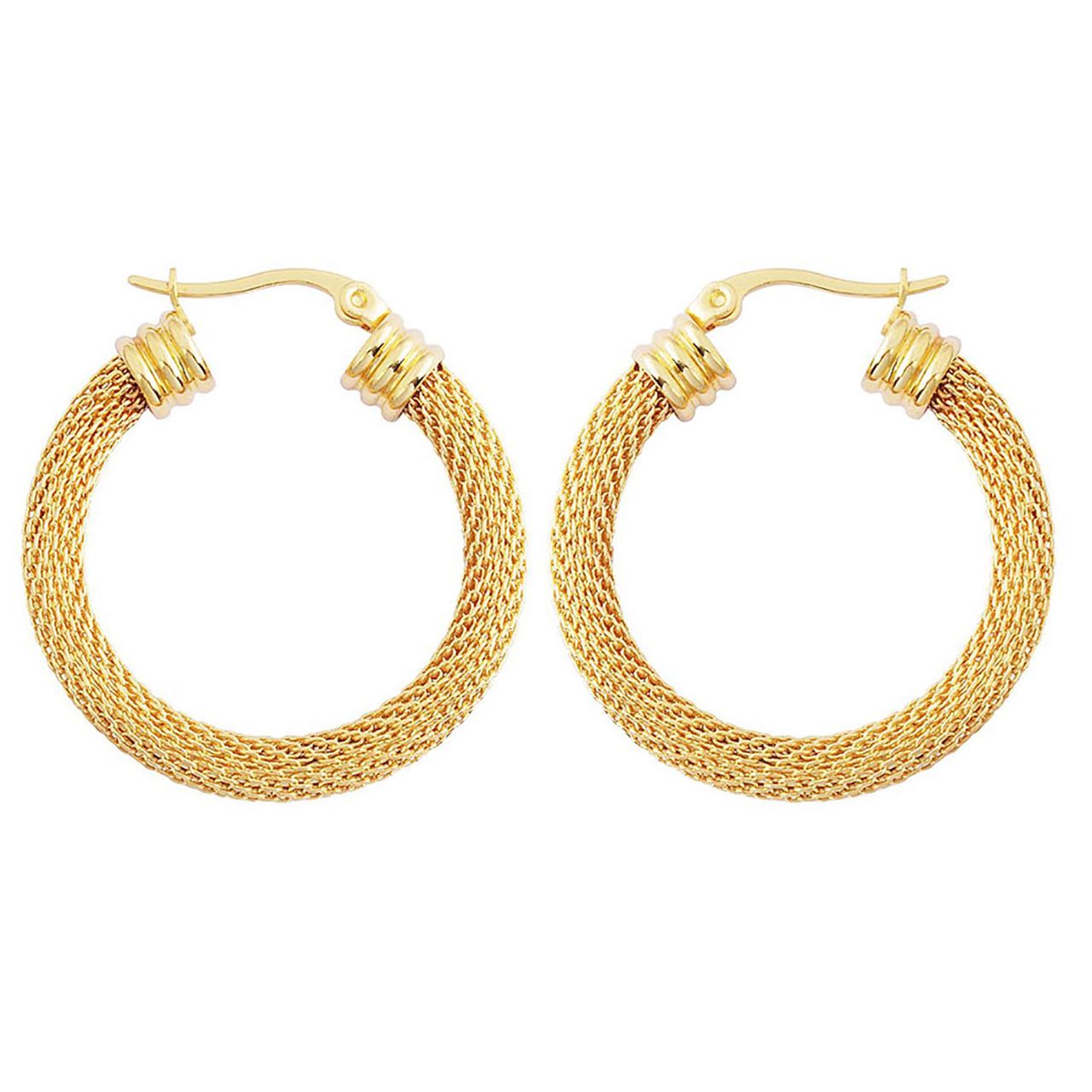  Gemesis Jewels by Edforce Full Mesh Chain Link Hoop Earrings - Gold - Bonton