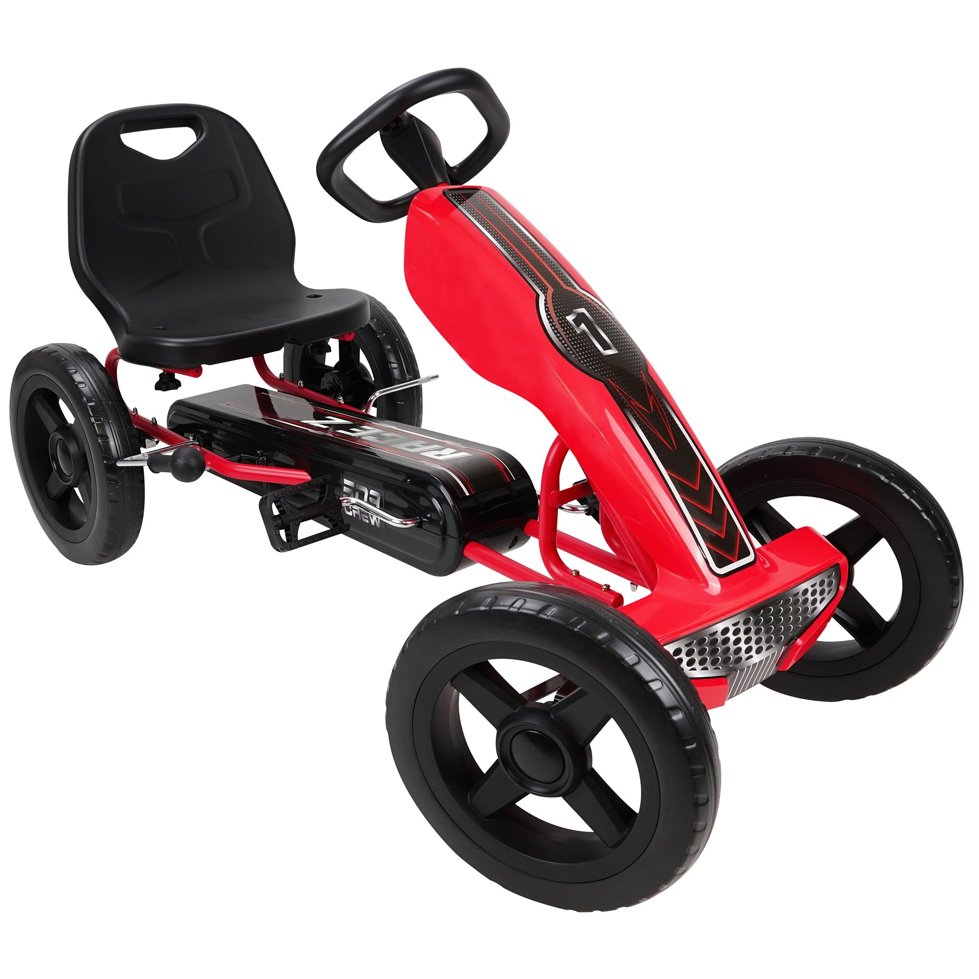  509 Crew Race Z Pedal Go Kart - Red - Kids, Sporty Graphics on The Front Fairing, Adjustable Bucket Seat, 4 Spoke Rims w/ 12